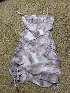 Victoria + Sophia Ruched Spaghetti-Strap Dress in Taupe Marble